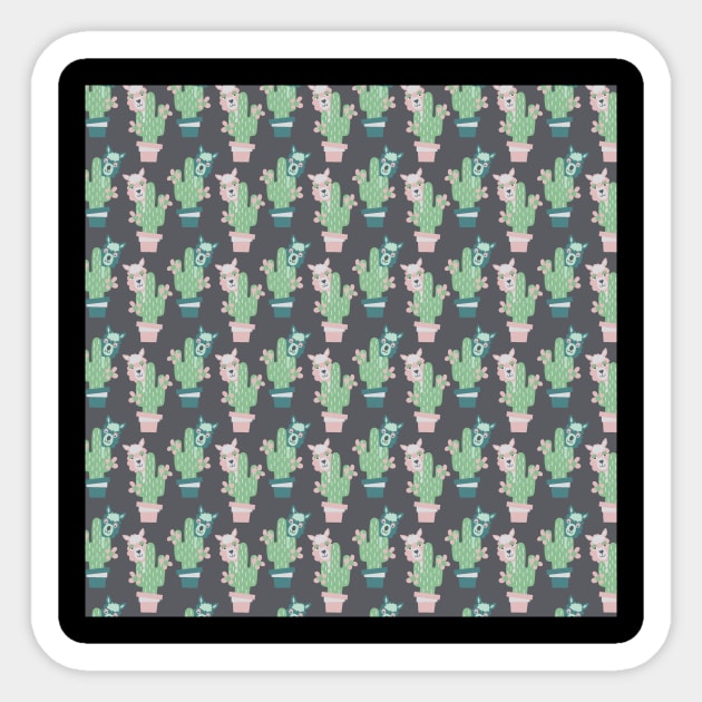 Llama Drama Cactus Pattern Sticker by The WYLD Tribe